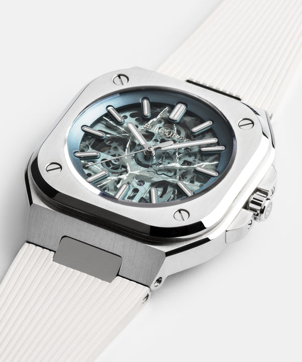Bell & Ross 柏萊士 BR-05 Skeleton Arctic Blue 冰裂紋鏤空限量版腕錶膠帶款 40mm BR05A-AB-SKST/SRB