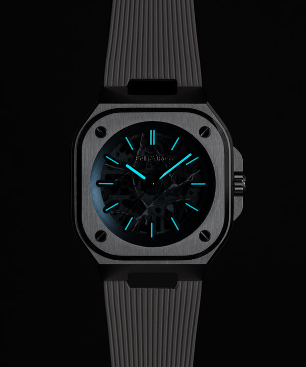 Bell & Ross 柏萊士 BR-05 Skeleton Arctic Blue 冰裂紋鏤空限量版腕錶膠帶款 40mm BR05A-AB-SKST/SRB