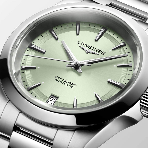 LONGINES 浪琴 Conquest 征服者系列淺綠色優雅時尚運動腕錶 34mm L34304026