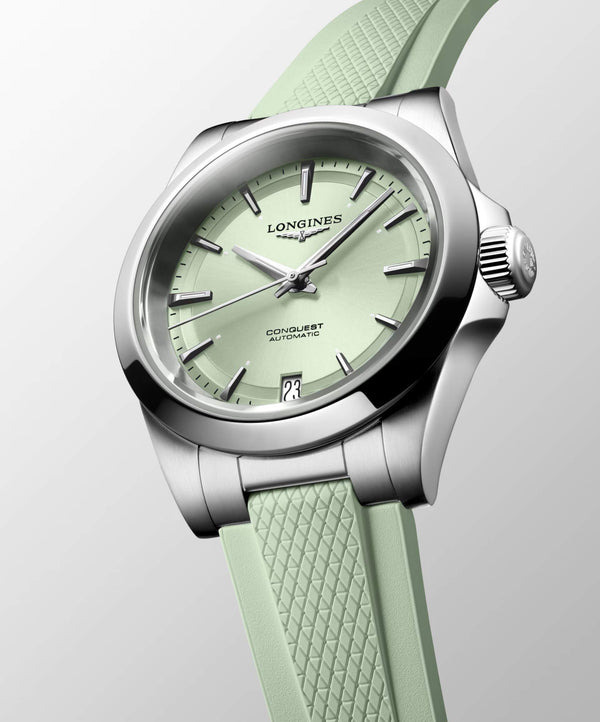 LONGINES 浪琴 Conquest 征服者系列淺綠色優雅時尚運動腕錶 34mm L34304029