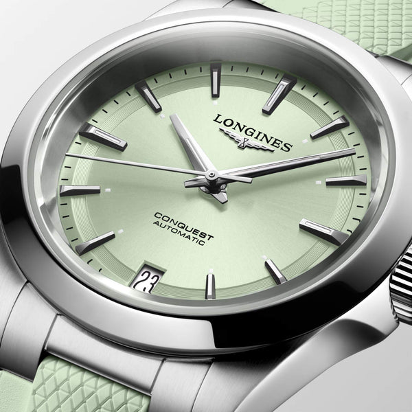 LONGINES 浪琴 Conquest 征服者系列淺綠色優雅時尚運動腕錶 34mm L34304029