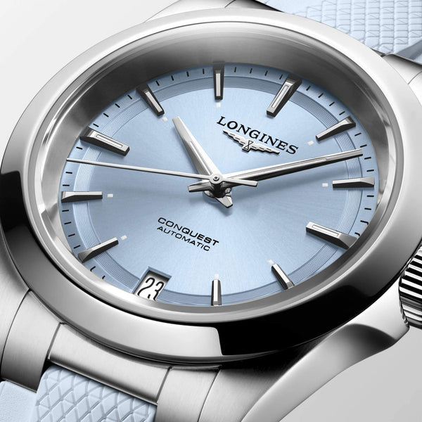 LONGINES 浪琴 Conquest 征服者系列淺藍色優雅時尚運動腕錶 34mm L34304929