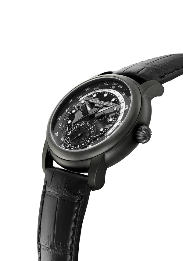 Frederique Constant 康斯登 Manufacture 自製機芯世界時區黑色PVD腕錶 42mm FC-718BAWM4TH6
