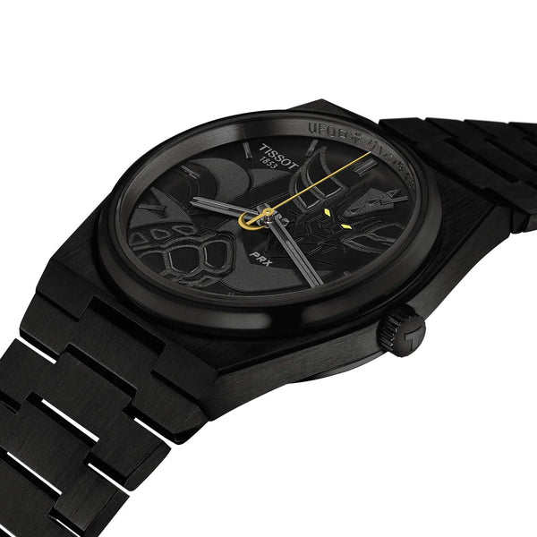 TISSOT 天梭 PRX 系列80小時自動款黑色PVD金剛戰神50周年特別款 40mm T1374073305101