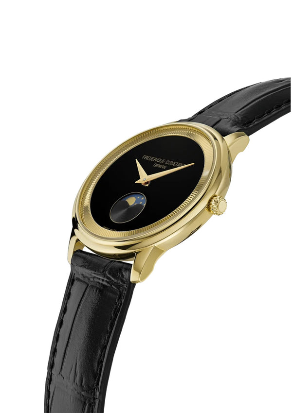 Frederique Constant 康斯登 Classics Moneta Moonphase系列優雅黃金PVD月相石英腕錶 37mm FC-206B3S5