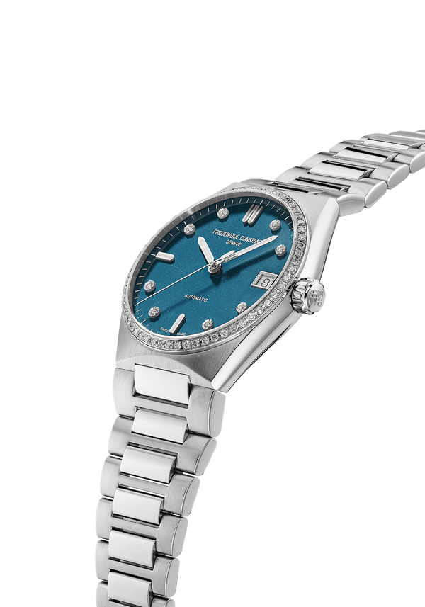 Frederique Constant 康斯登 HIGHLIFE 鑽圈藍面閃粉機械腕錶 34mm FC-303LBSD2NHD6B