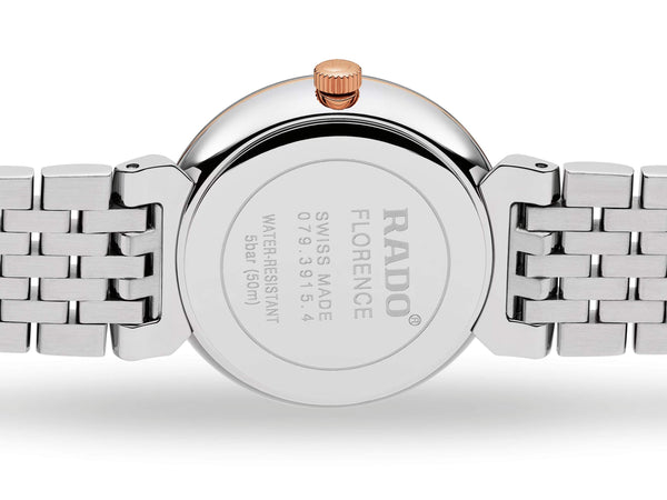 RADO 雷達錶 Florence Classic 佛羅倫斯經典系列PVD玫瑰金鑽面石英腕錶 30mm R48913723