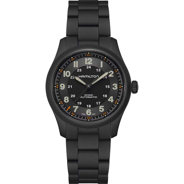 Hamilton 漢米爾頓 Khaki Field 卡其野戰黑色PVD鈦金屬自動機械腕錶 38mm H70215130