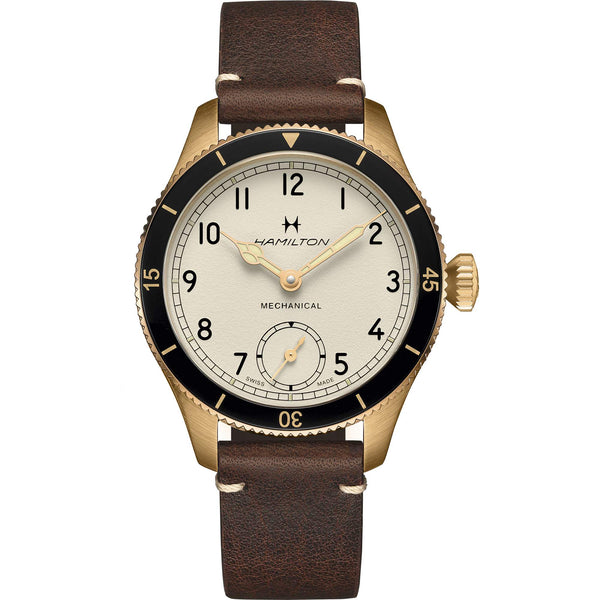 Hamilton 漢米爾頓卡其航空系列復古飛行員青銅手上鏈機械錶 43mm H76709510
