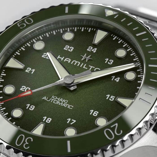 Hamilton 漢米爾頓 Khaki Navy Scuba 漸層綠陶瓷圈潛水錶 43mm H82525160