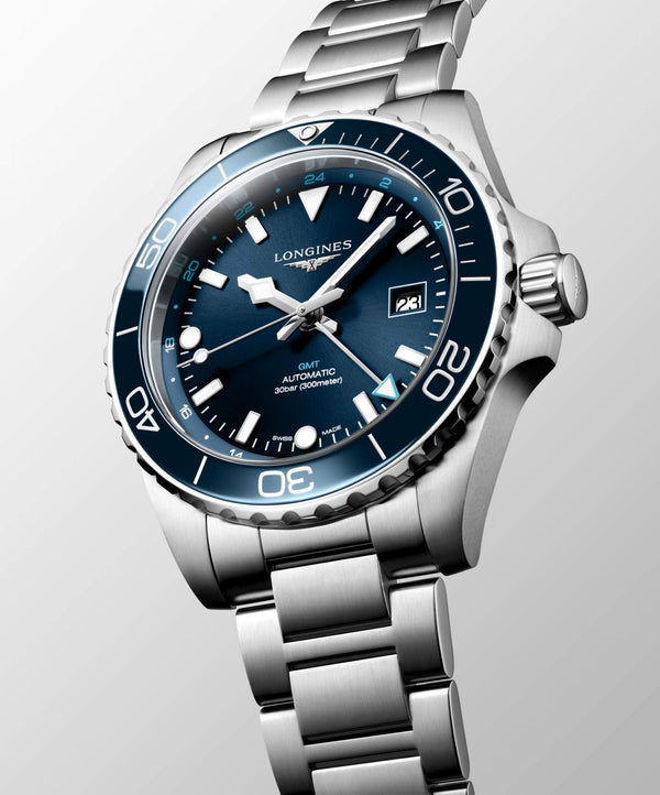 LONGINES 浪琴 HydroConquest GMT深海征服者系列兩地時間浪鬼陶瓷潛水機械錶 43mm L38904966