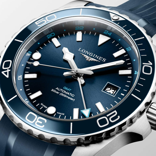 LONGINES 浪琴 HydroConquest GMT深海征服者系列兩地時間浪鬼陶瓷潛水機械錶 43mm L38904969