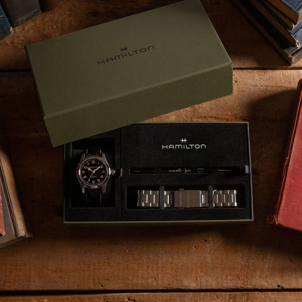 Hamilton 漢米爾頓 Khaki Field 卡其陸戰系列Murph墨菲星際效應腕錶錶鍊套裝 42mm H70605732