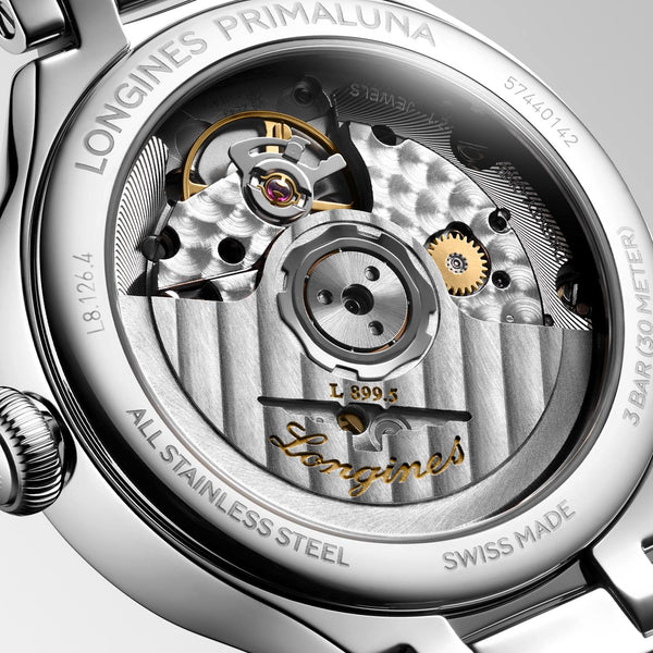 LONGINES 浪琴 PrimaLuna  新月系列珍珠母貝鑽面月相優雅機械女錶 34mm L81264872