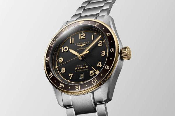 LONGINES 浪琴 Spirit Zulu Time 先行者系列世界時區18k半金腕錶 42mm L38125536