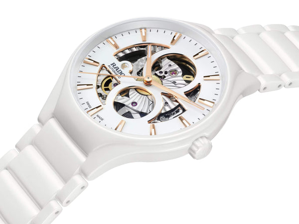 Rado 雷達錶 TRUE 真我系列開芯白色陶瓷機械鏤空腕錶 40mm R27115012