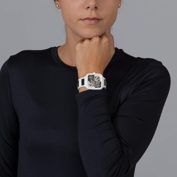 RADO 雷達錶 TRUE Square 真我方形系列白黑雙色陶瓷鑽面自動機械限量版腕錶 R27073752