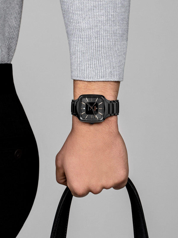 RADO 雷達錶 TRUE SQUARE 真我系列方形電漿陶瓷自動機械腕錶 38mm R27077102