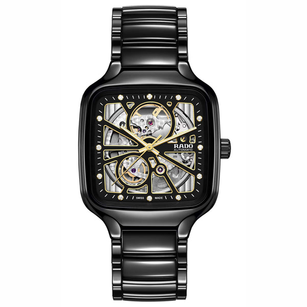 RADO 雷達錶 TRUE Squre 真我方形系列開芯高科技陶瓷自動機械腕錶 R27086712