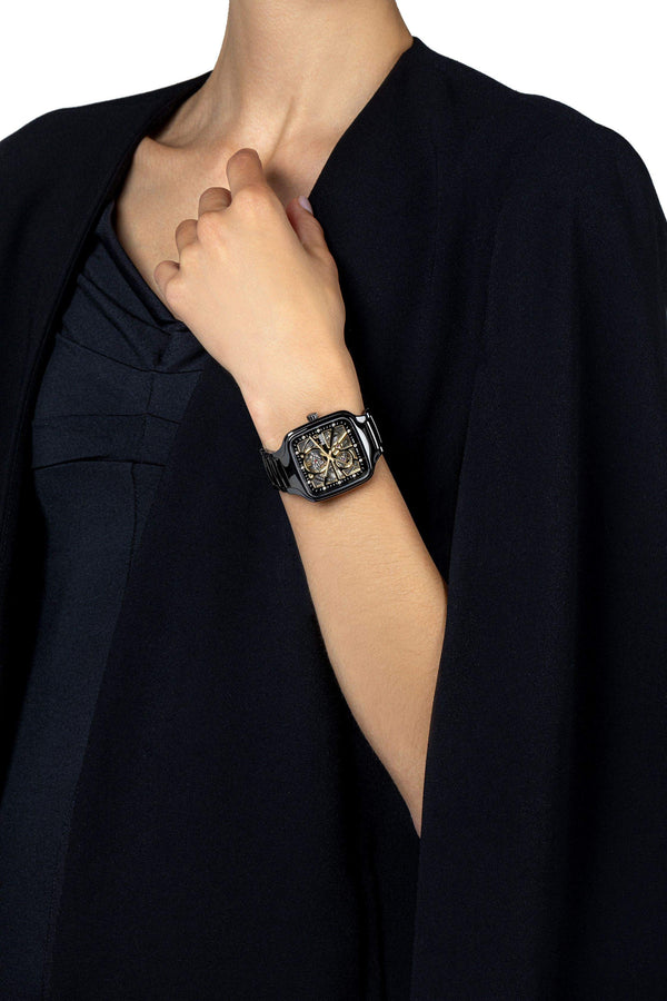 RADO 雷達錶 TRUE Squre 真我方形系列開芯高科技陶瓷自動機械腕錶 R27086712