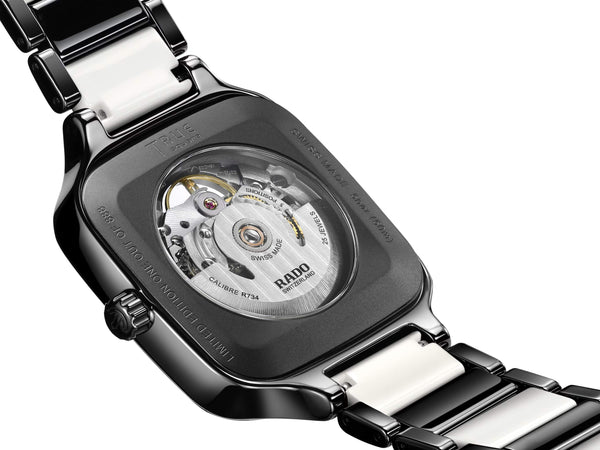 RADO 雷達錶 TRUE Square 真我方形系列黑白雙色陶瓷鑽面自動機械限量版腕錶 R27086752