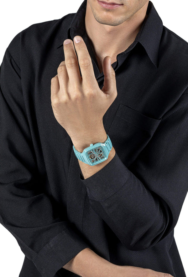 RADO 雷達錶 TRUE Square 真我方形系列綠松石陶瓷自動機械腕錶 R27176712