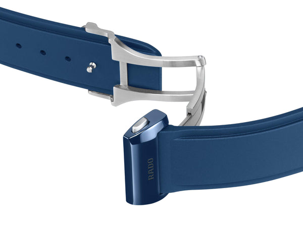 RADO 雷達錶 TRUE SQUARE 真我系列方形開芯海軍藍陶瓷鏤空機械腕錶 R27178205