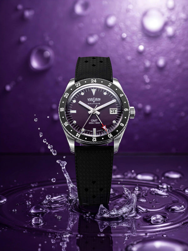 VULCAIN 窩路堅 Skindiver GMT 潛水員系列兩地時區機械腕錶 38mm 680174A17.BAR200