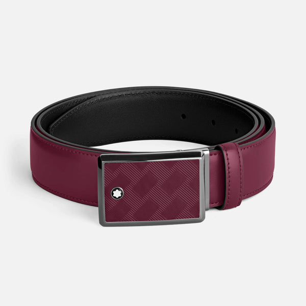 MONTBLANC 萬寶龍 黑醋栗色皮革 35 毫米皮帶 MB199657