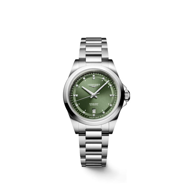 LONGINES 浪琴 Conquest 征服者系列鑽面優雅時尚運動腕錶 30mm L33204076