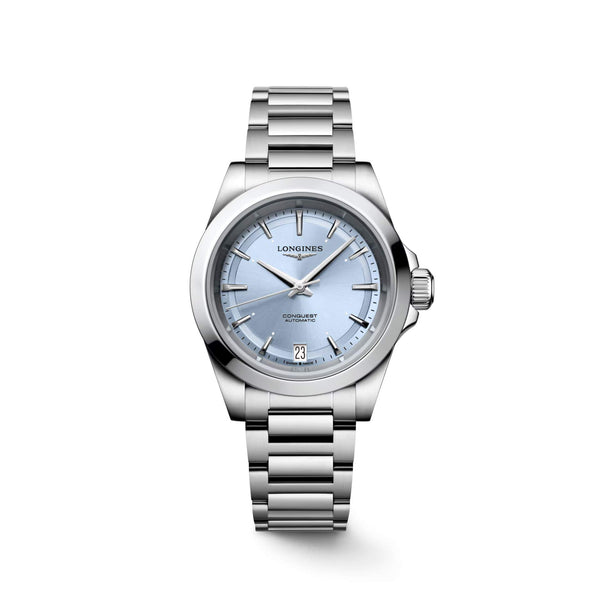 LONGINES 浪琴 Conquest 征服者系列淺藍色優雅時尚運動腕錶 34mm L34304926