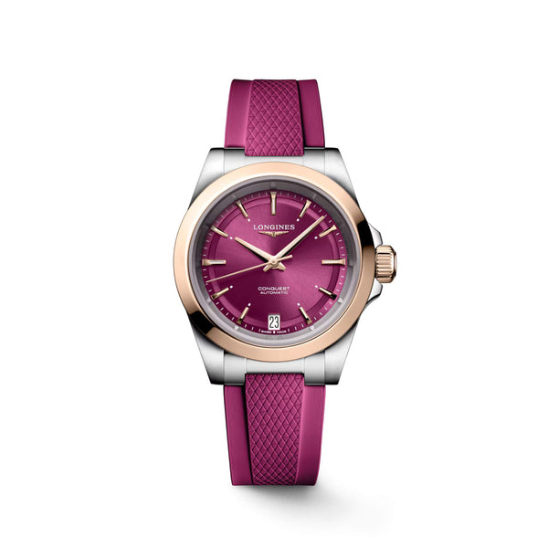 LONGINES 浪琴 Conquest 征服者系列不鏽鋼及18k玫瑰金優雅時尚運動腕錶 34mm L34305989