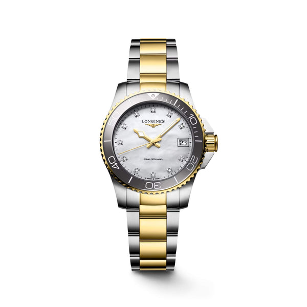 LONGINES 浪琴深海征服者系列浪鬼陶瓷PVD黃金潛水石英錶 32mm L33703876