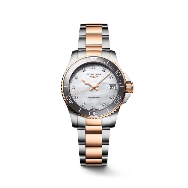 LONGINES 浪琴深海征服者系列浪鬼陶瓷PVD玫瑰金潛水石英錶 32mm L33703896