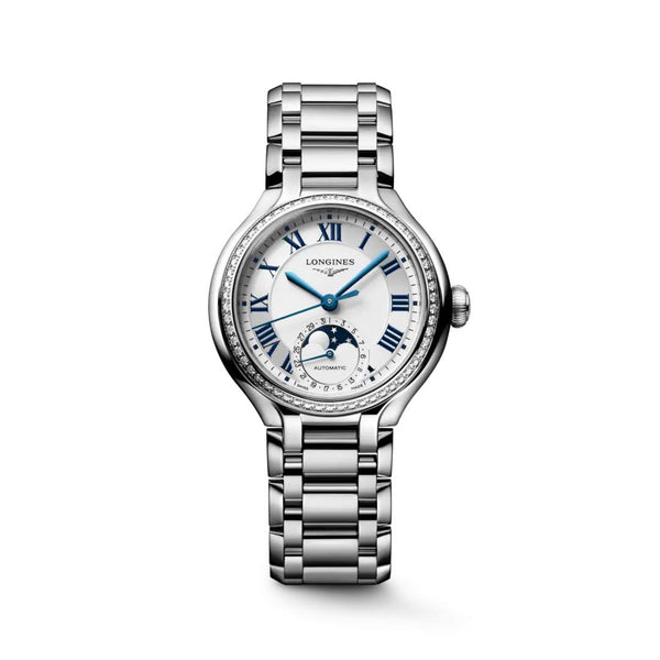 LONGINES 浪琴 PrimaLuna 新月系列真鑽羅馬時標月相優雅機械女錶 34mm L81260716