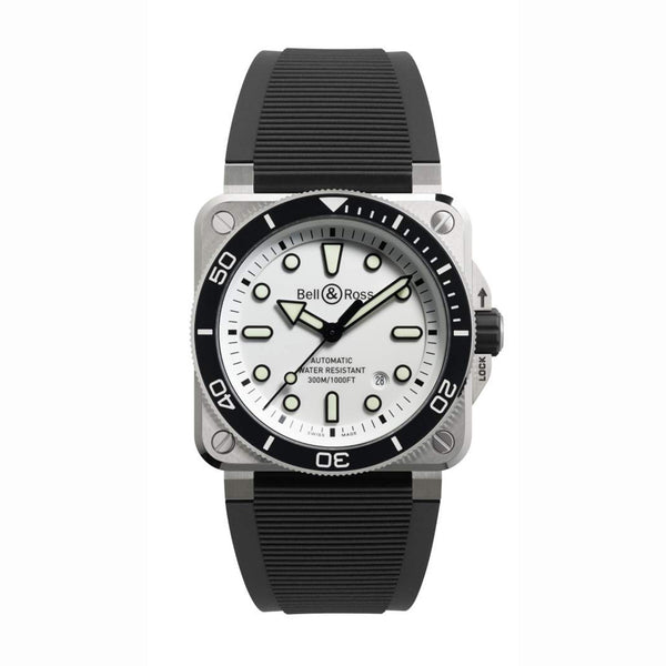 Bell & Ross 柏萊士 BR 03 Diver WHITE STEEL 300米潛水自動腕錶 42mm