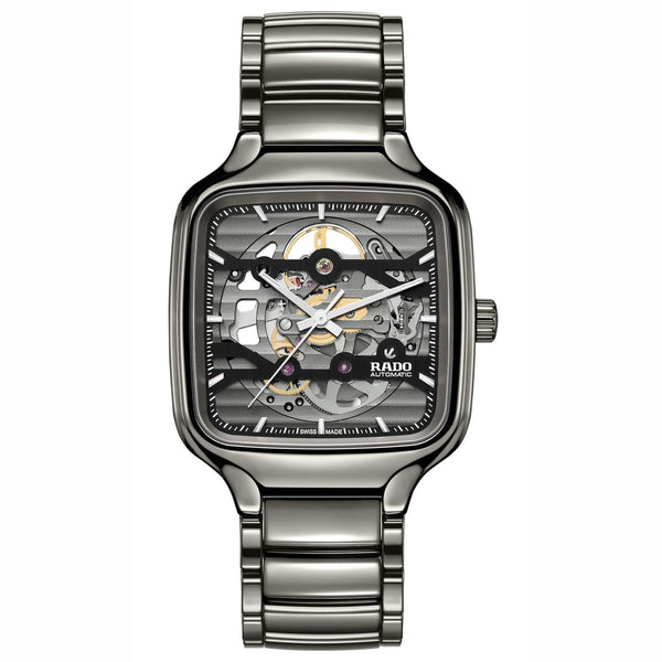 RADO TRUE SQUARE 雷達錶真我方形系列鏤空等離子色高科技陶瓷自動機械腕錶 38mm R27125152