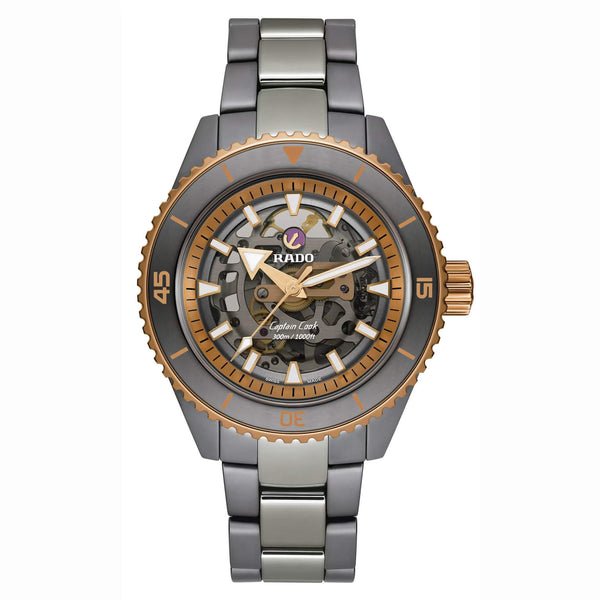 RADO 雷達錶 Captain Cook 庫克船長高科技陶瓷鏤空潛水腕錶 43mm R32148162