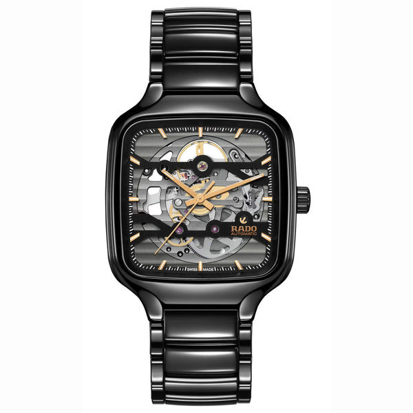 RADO TRUE SQUARE 雷達錶真我方形系列鏤空陶瓷自動機械腕錶 38mm R27124162
