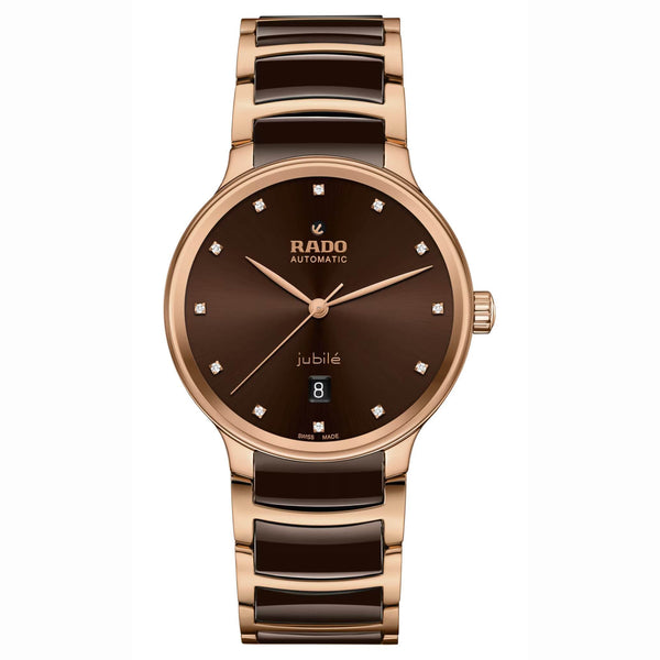 RADO 雷達錶 Centrix 晶萃系列鑲鑽PVD玫瑰金機械腕錶 39.5 mm R30017732