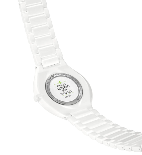 RADO True Thinline 雷達真薄系列世界花園特別版白陶瓷石英錶 39mm R27007032