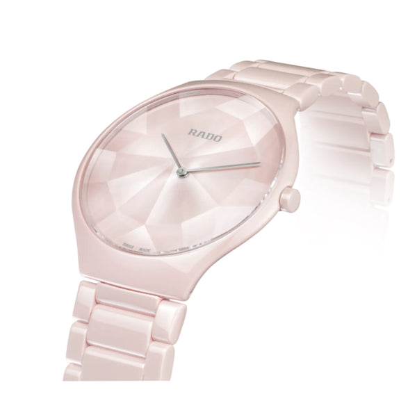 RADO True Thinline 雷達真薄系列世界花園特別版粉陶瓷石英錶 39mm R27120402
