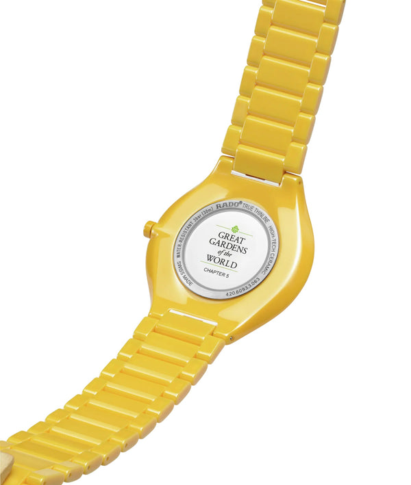 RADO True Thinline 雷達真薄系列世界花園特別版黃陶瓷石英錶 39mm R27122252