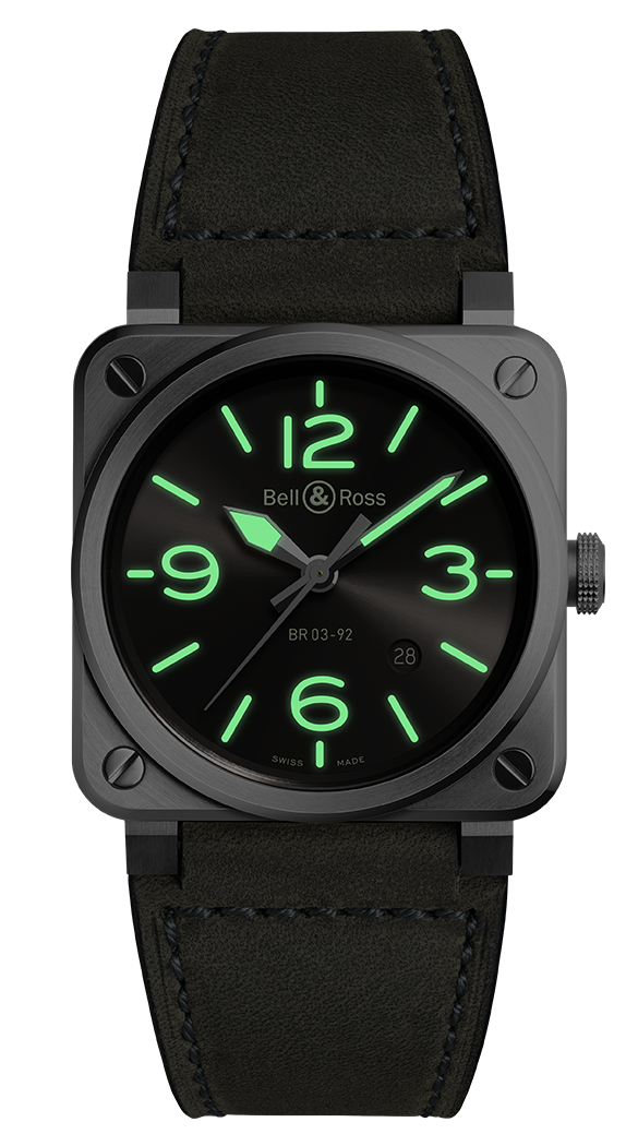 Bell & Ross 柏萊士 BR 03-92 GREY LUM 超強夜光不銹鋼機械腕錶 42mm BR0392-GC3-ST/SCA