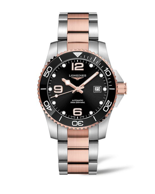 LONGINES 浪琴 HydroConquest 深海征服者系列浪鬼陶瓷潛水機械錶 41mm L37813587 黑面玫瑰金PVD塗層