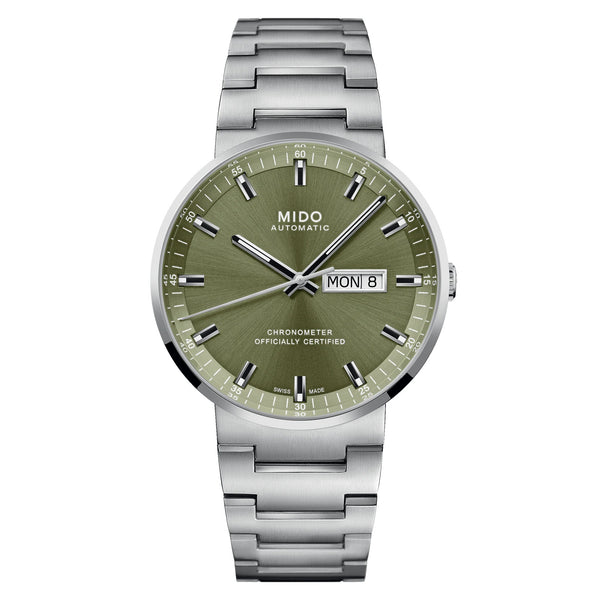 MIDO 美度 Commander 香榭系列天文台認證橄欖綠矽游絲機械腕錶 40mm M0316311109100