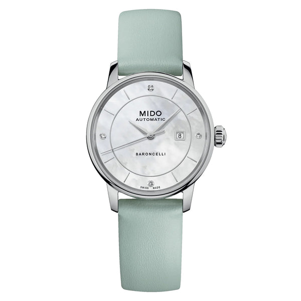 MIDO Baroncelli 美度永恆系列特別版經典漾彩女士母貝鑽面機械錶 M0372071610600