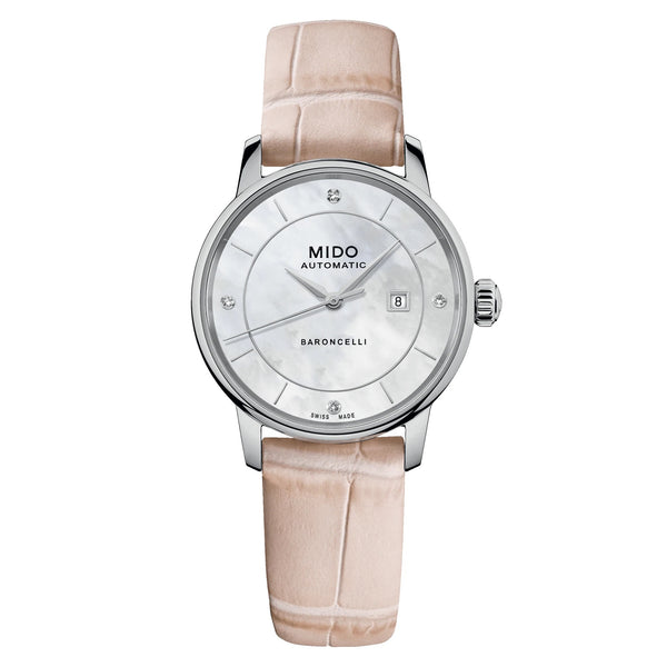 MIDO Baroncelli 美度永恆系列特別版經典漾彩女士母貝鑽面機械錶 M0372071610600