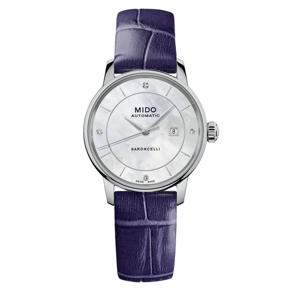 MIDO Baroncelli 美度永恆系列特別版經典漾彩女士母貝鑽面機械錶 M0372071610600
