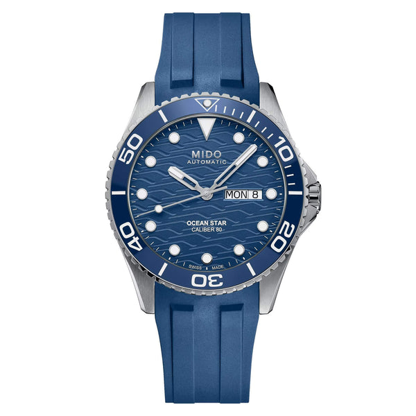Mido Ocean Star 200C 美度海洋之星陶瓷圈200米藍色膠帶款潛水腕錶 M0424301704100